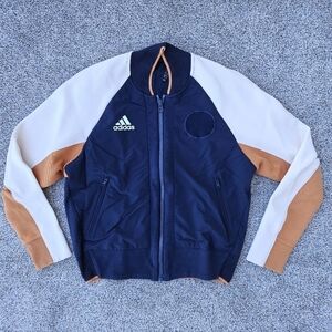 Adidas VRCT Bomber Varisty Jacket Zip Up Sweater Blue White Kids Boys S 8-10